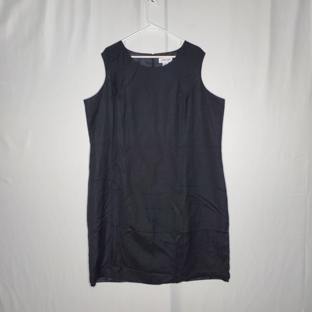 JG Hook Linen Blend Sheath Dress 22W Black Classic Office Career Work 2X